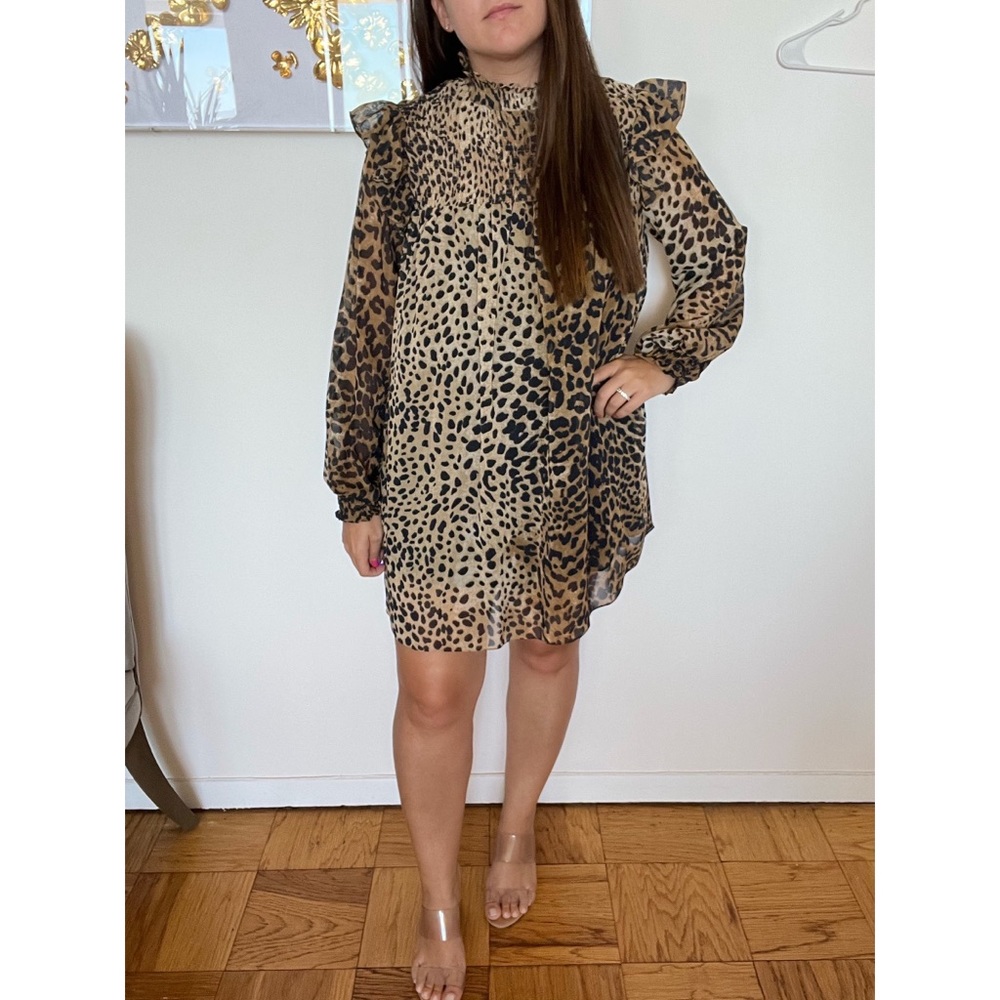 ZARA - Cheetah High Neck Baby Doll Dress